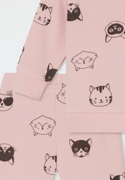 Babyanzug 2-teilig Sweatware Katzen rosé - Baby