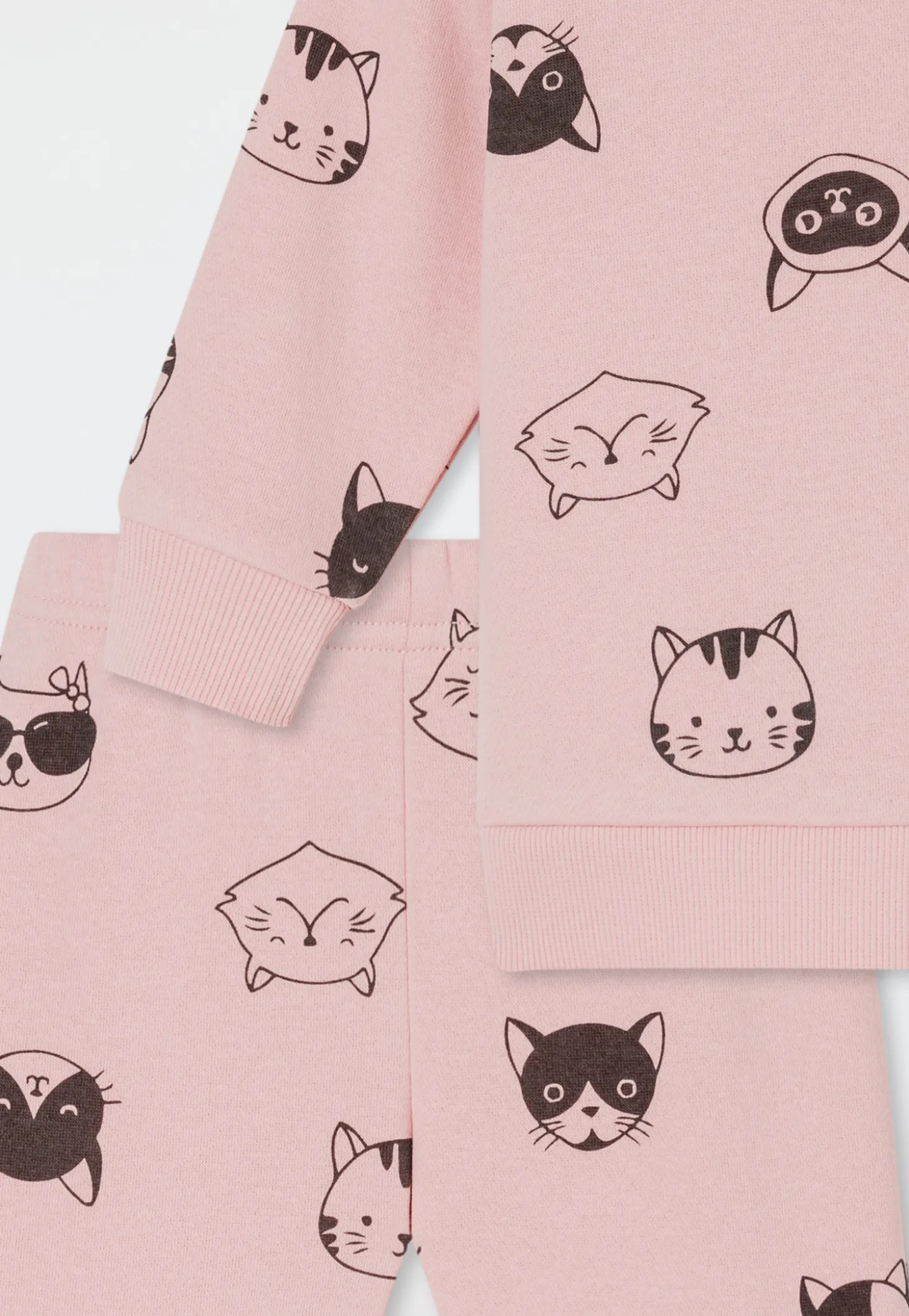 Babyanzug 2-teilig Sweatware Katzen rosé - Baby