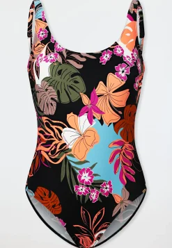 Badeanzug Blumen multicolor - Aqua