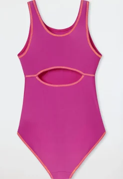 Badeanzug Schulsport fuchsia - Aqua