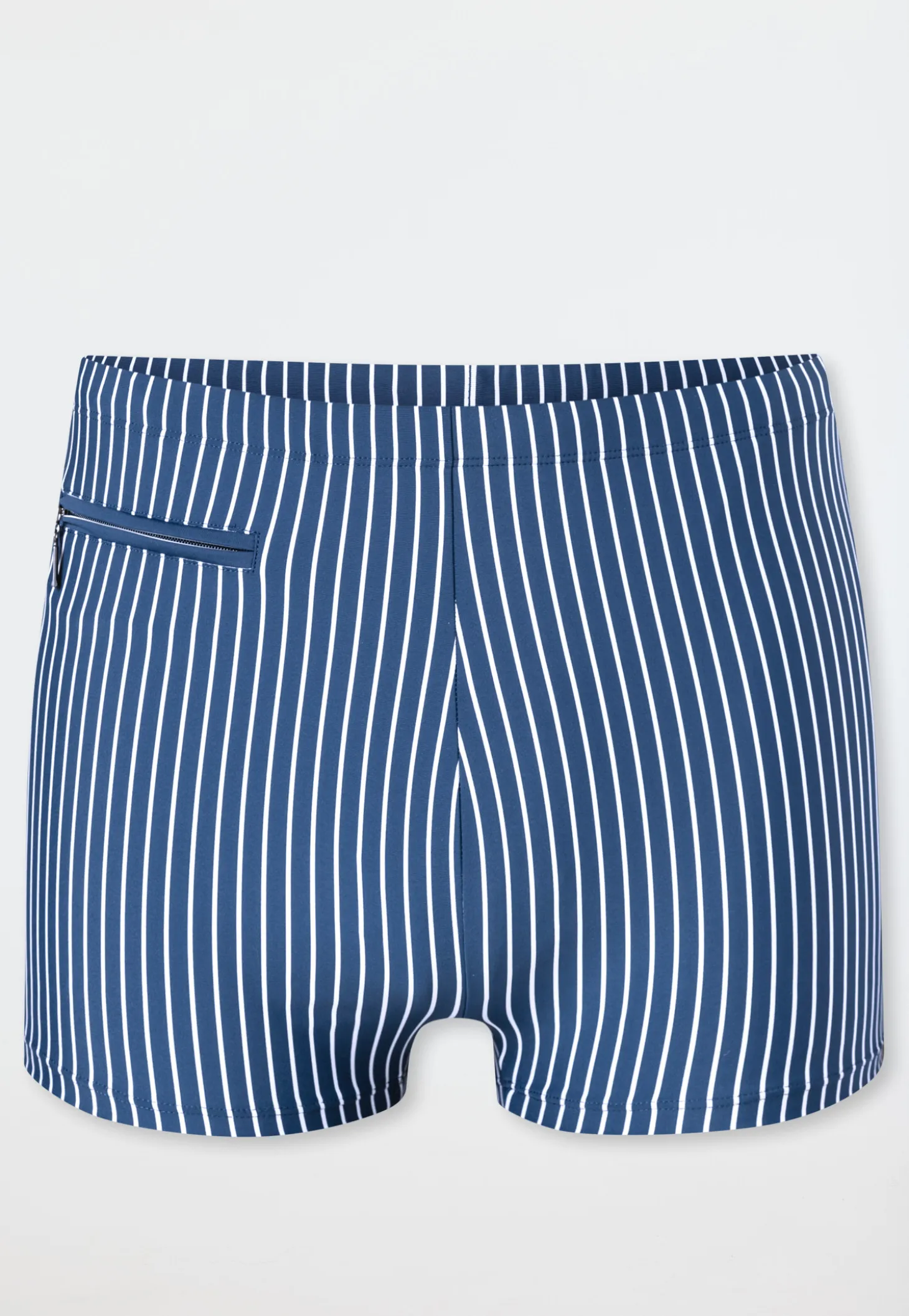Badehose mit Bein Reißverschlusstasche blau gestreift - Aqua