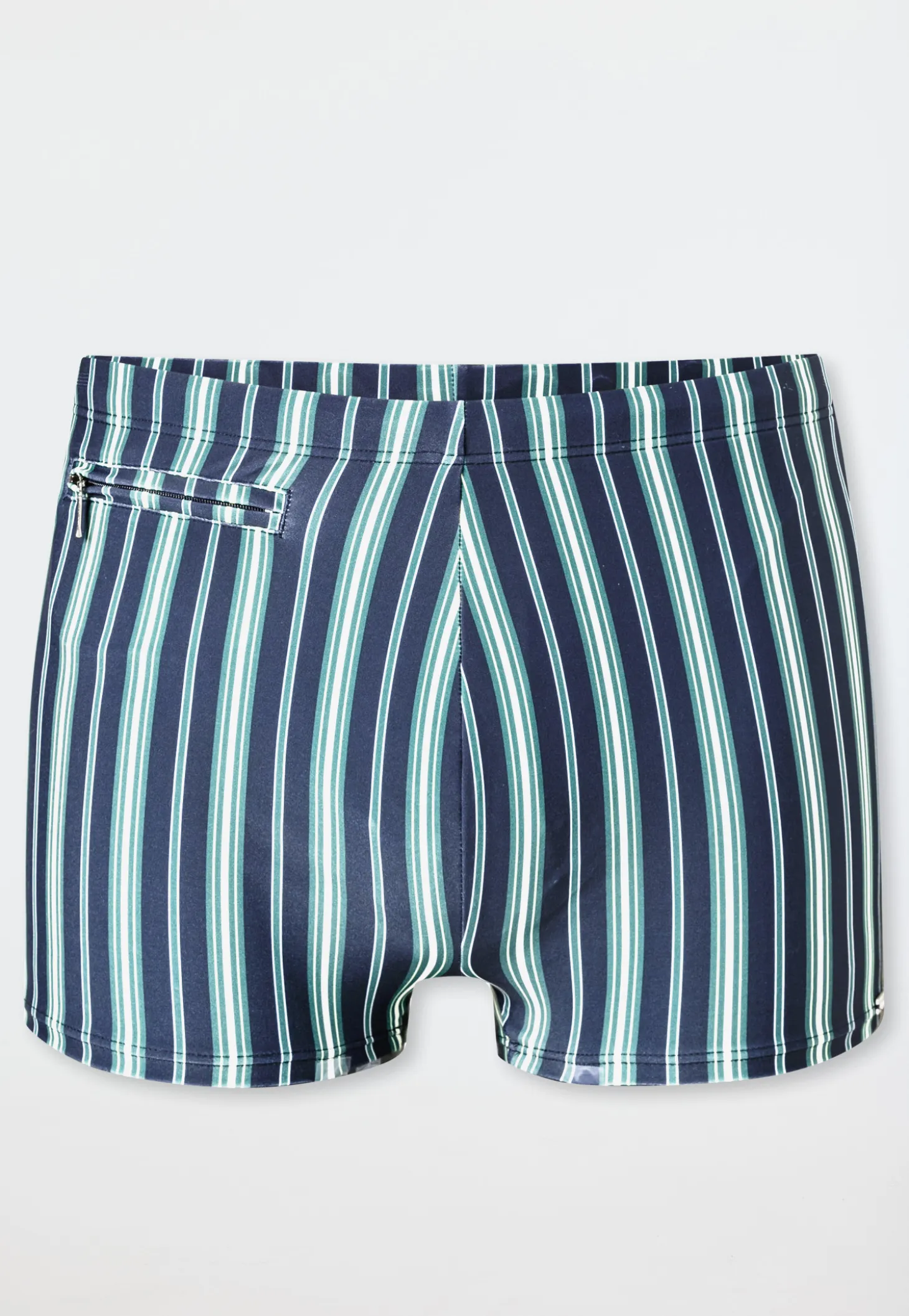 Badehose mit Reißverschlusstasche Streifen lime - Aqua
