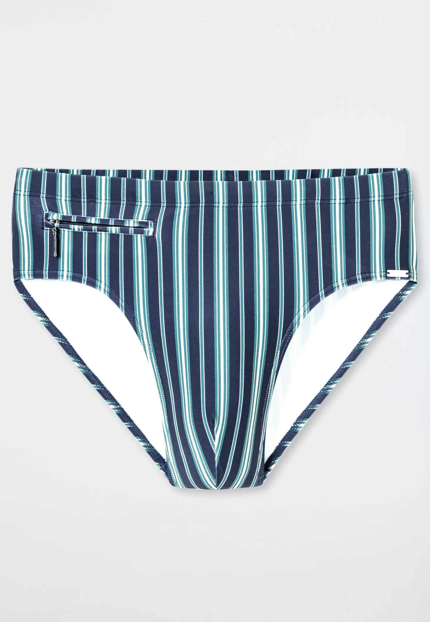 Badehose mit Reißverschlusstasche Streifen lime - Aqua