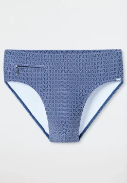 Badehose mit Reißverschlusstasche navy gemustert - Aqua