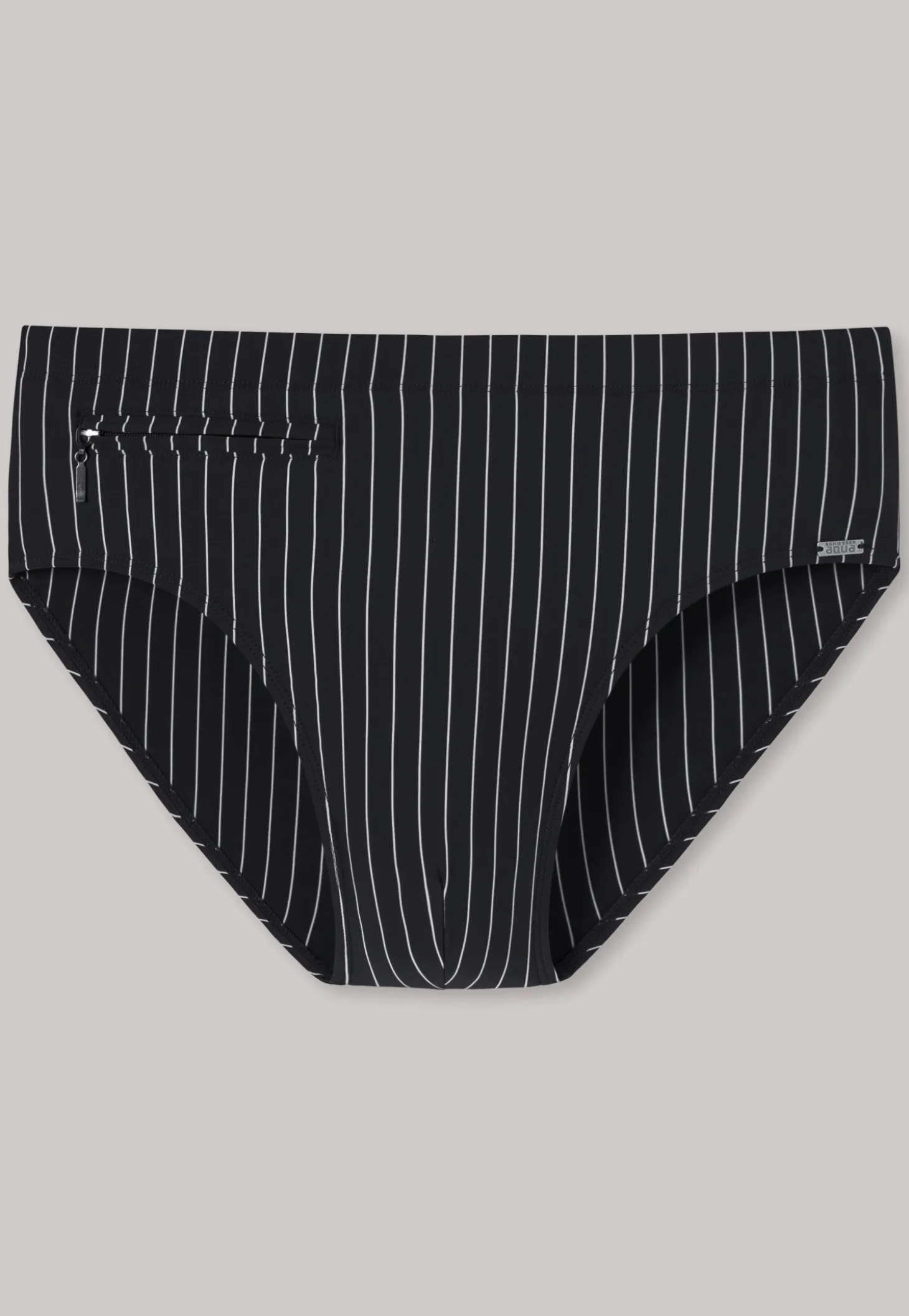 Badehose mit Reißverschlusstasche Wirkware Streifen schwarz - Nautical Casual