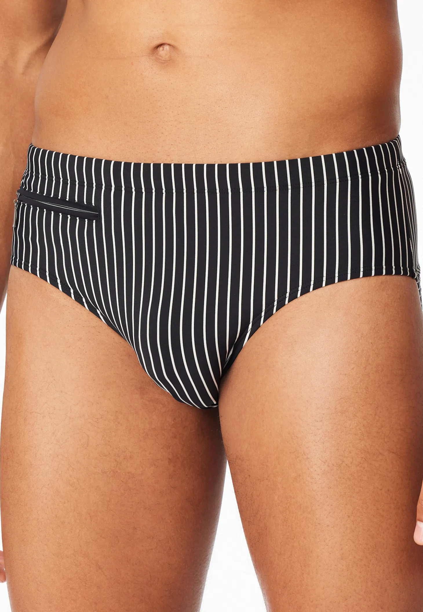 Badehose Reißverschlusstasche schwarz gestreift - Aqua