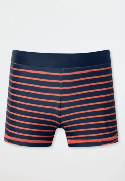Badehose Single Jersey LSF40+ Streifen orange - Aqua
