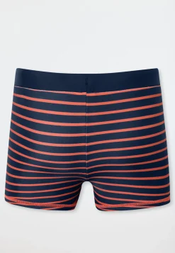 Badehose Single Jersey LSF40+ Streifen orange - Aqua