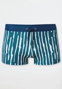 Badehose Wirkware UV-Schutz 40+ Schulsport Streifen petrol - Aqua