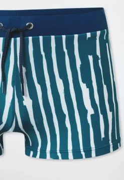 Badehose Wirkware UV-Schutz 40+ Schulsport Streifen petrol - Aqua