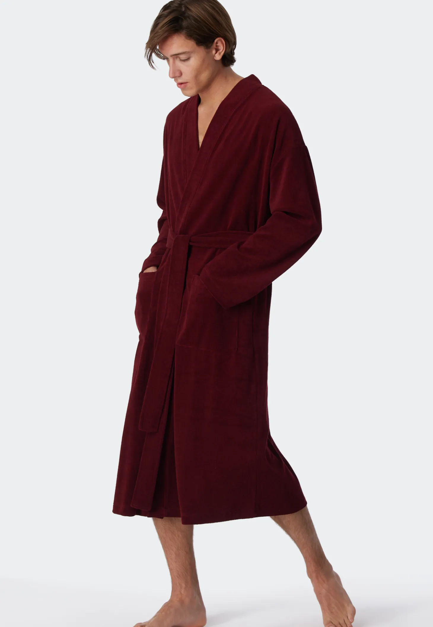 Bademantel Leichtfrottee bordeaux - Feather Terry