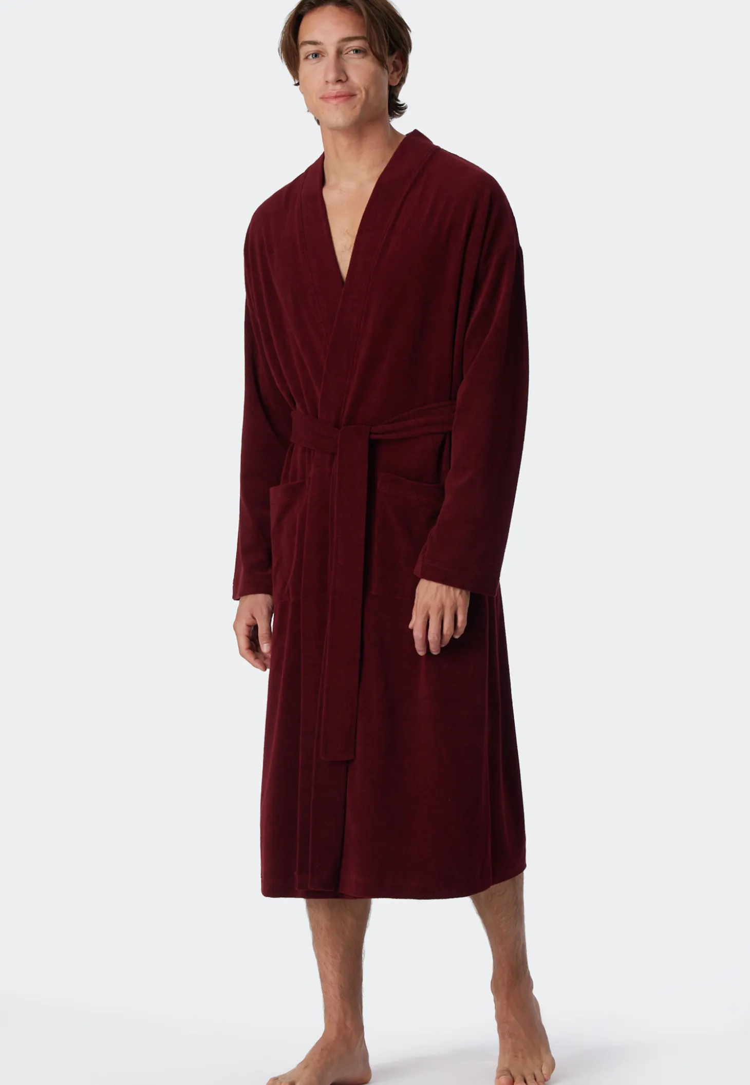 Bademantel Leichtfrottee bordeaux - Feather Terry