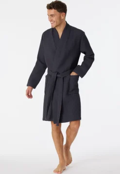Bademantel Waffelpiqué anthrazit - Essentials