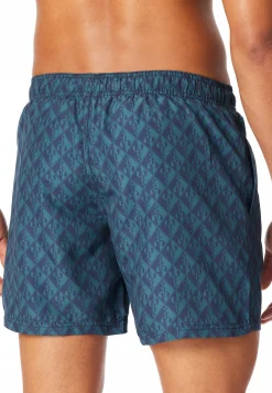 Badeshorts Webware Hummer grün gemustert - Aqua