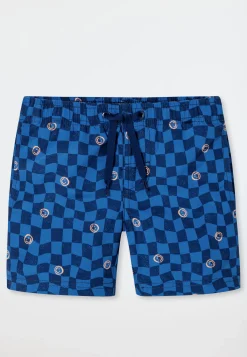 Badeshorts Webware Karos Smiley indigo - Aqua