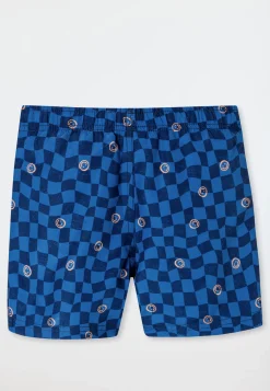 Badeshorts Webware Karos Smiley indigo - Aqua