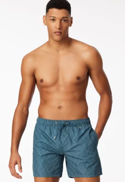 Badeshorts Webware lime gemustert - Aqua