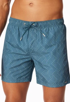Badeshorts Webware lime gemustert - Aqua