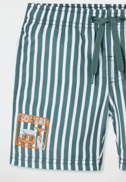 Badeshorts Webware Streifen mineral - Aqua