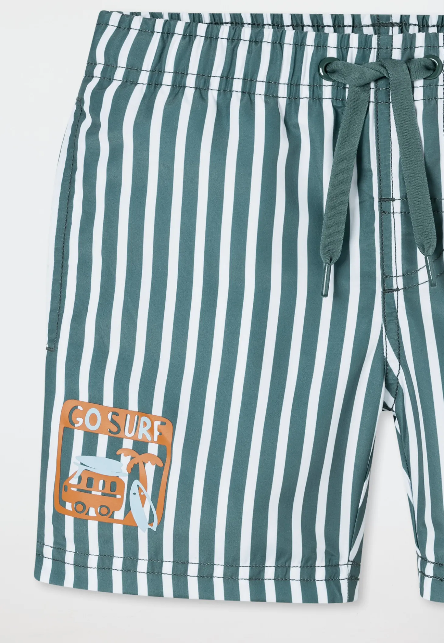 Badeshorts Webware Streifen mineral - Aqua