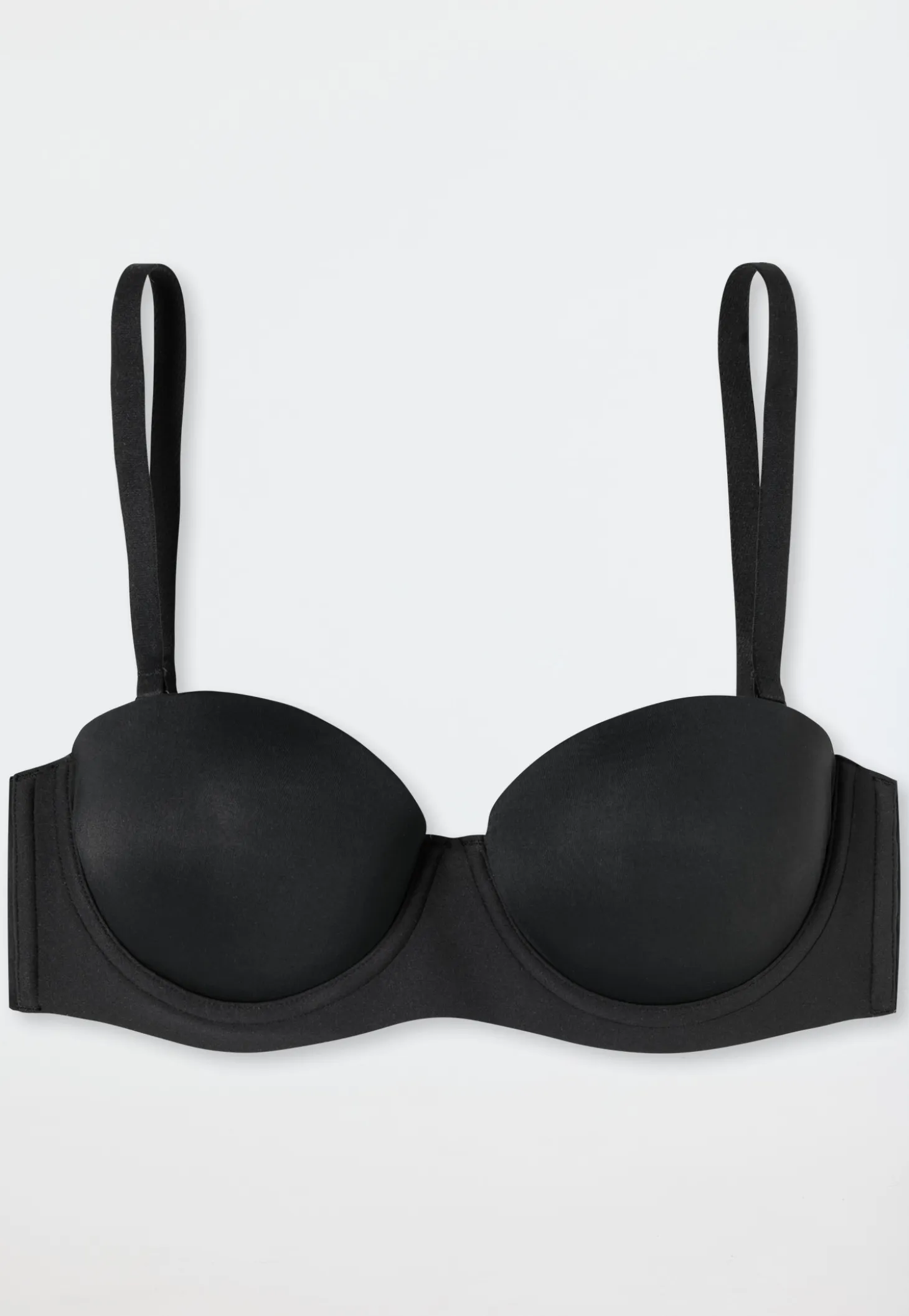 Bandeau-BH mit abnehmbaren Trägern und gleitenden Cups schwarz - Unique Micro