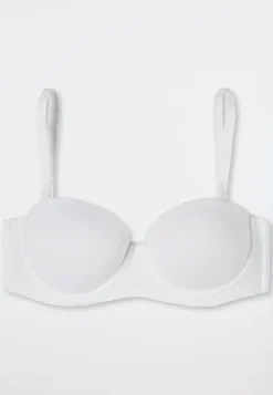 Bandeau-BH mit abnehmbaren Trägern und gleitenden Cups weiß - Unique Micro