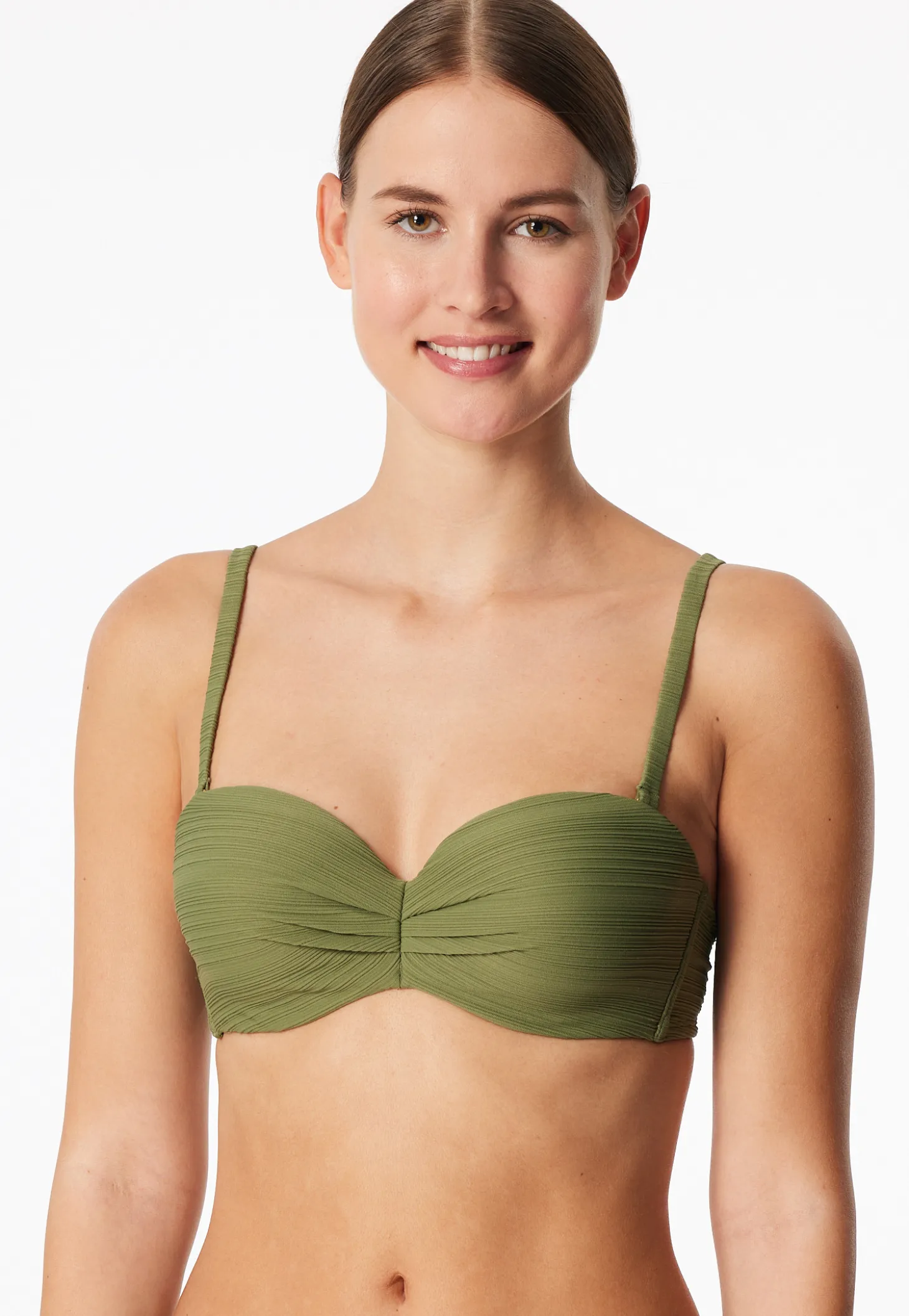 Bandeau-Bikini-Top mit Schale oliv - Aqua