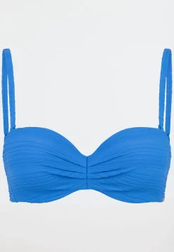 Bandeau-Bikini-Top mit Schale Jersey recycelt Streifen aquarium - Aqua