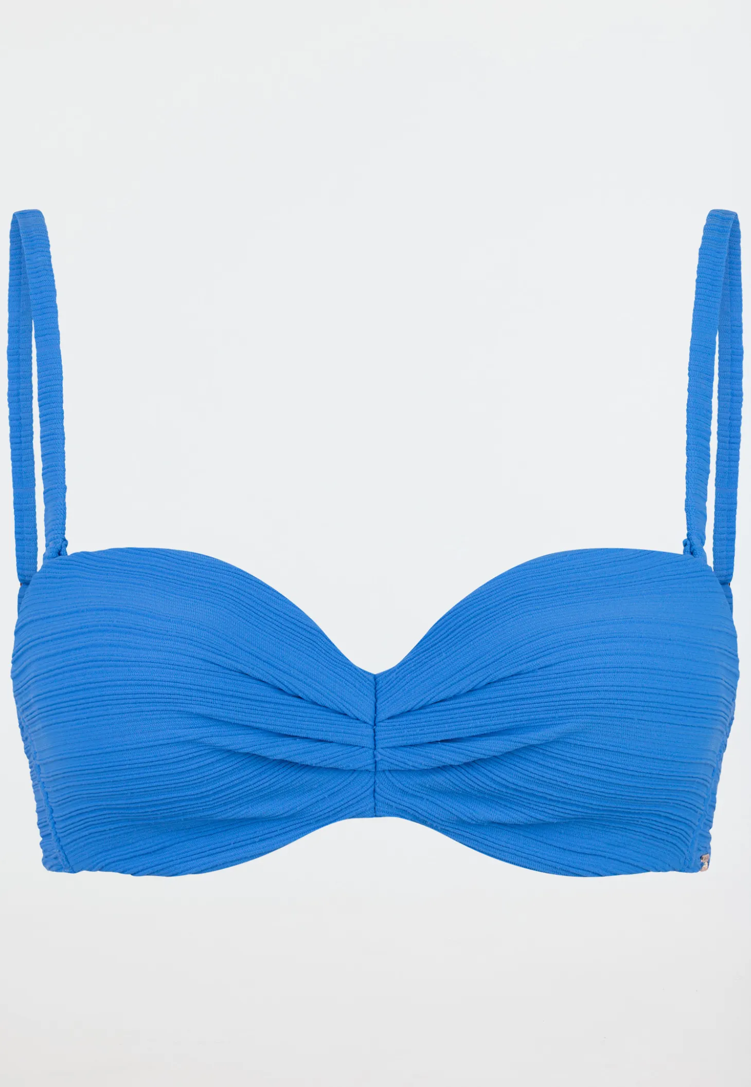 Bandeau-Bikini-Top mit Schale Jersey recycelt Streifen aquarium - Aqua