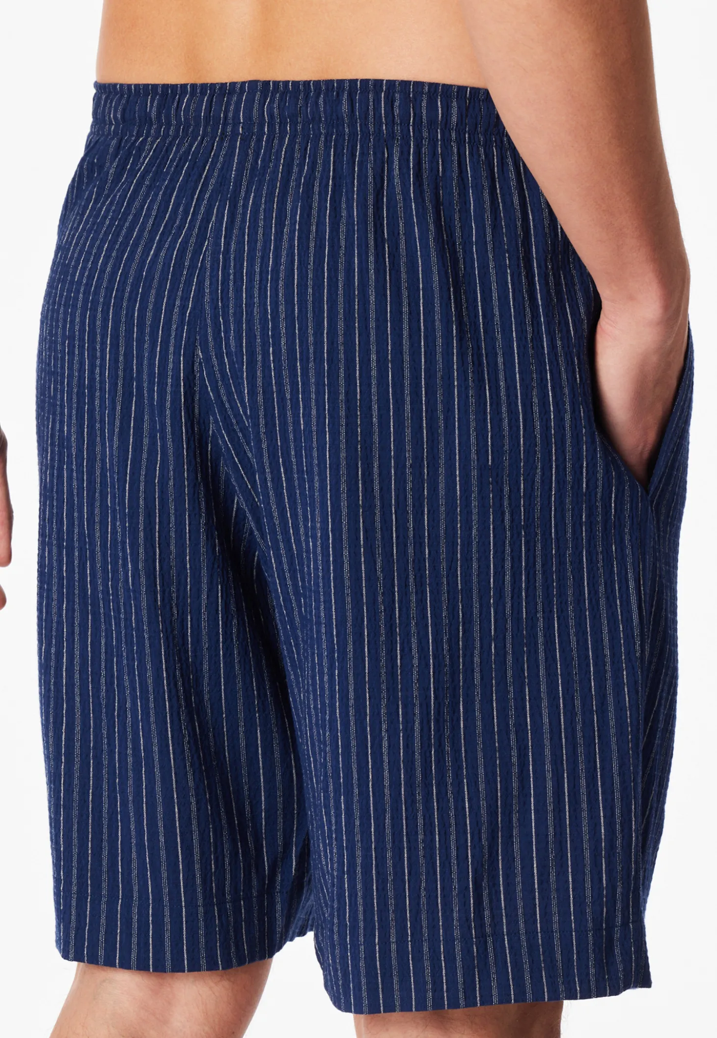 Bermuda Webware Seersucker navy gestreift - Mix+Relax