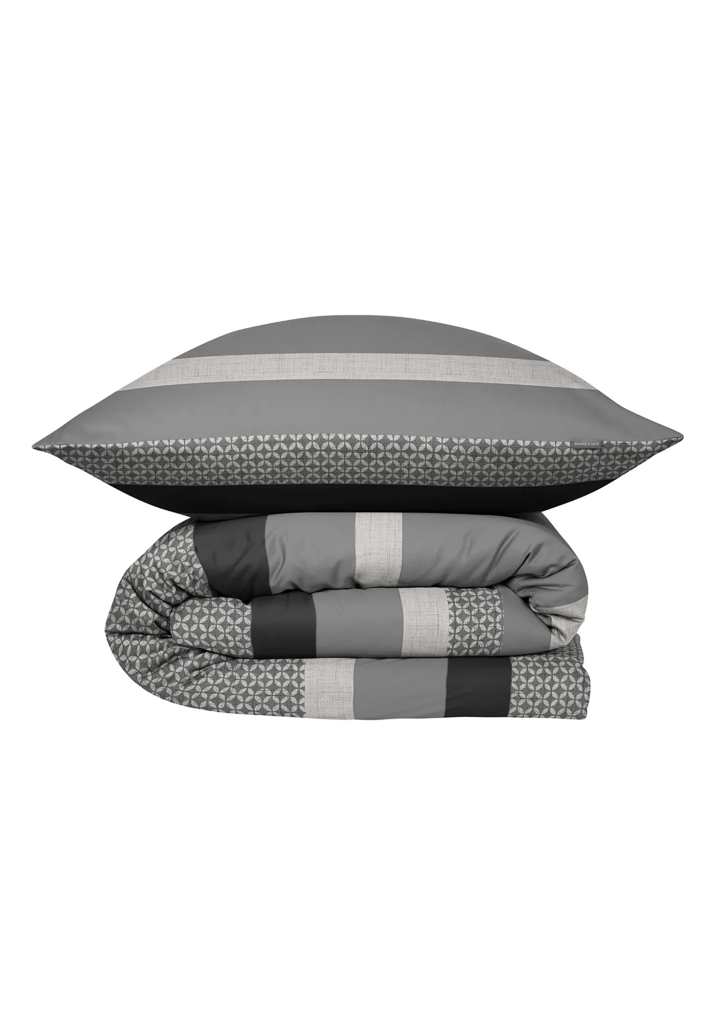 Bettwäsche 2-teilig Satin Streifen grau - SCHIESSER Home