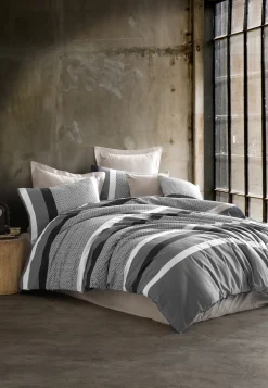 Bettwäsche 2-teilig Satin Streifen grau - SCHIESSER Home