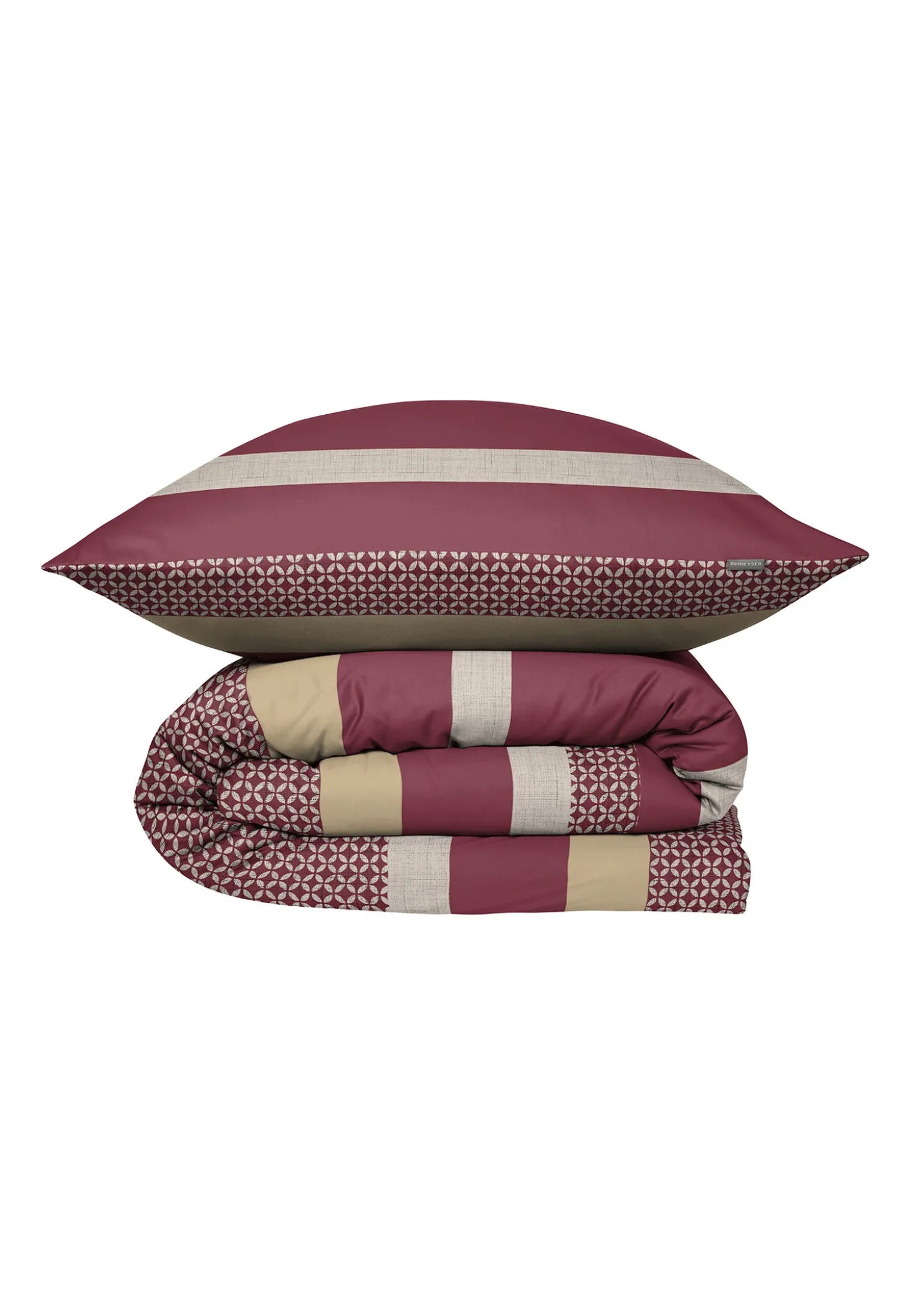 Bettwäsche 2-teilig Satin Streifen bordeaux - SCHIESSER Home