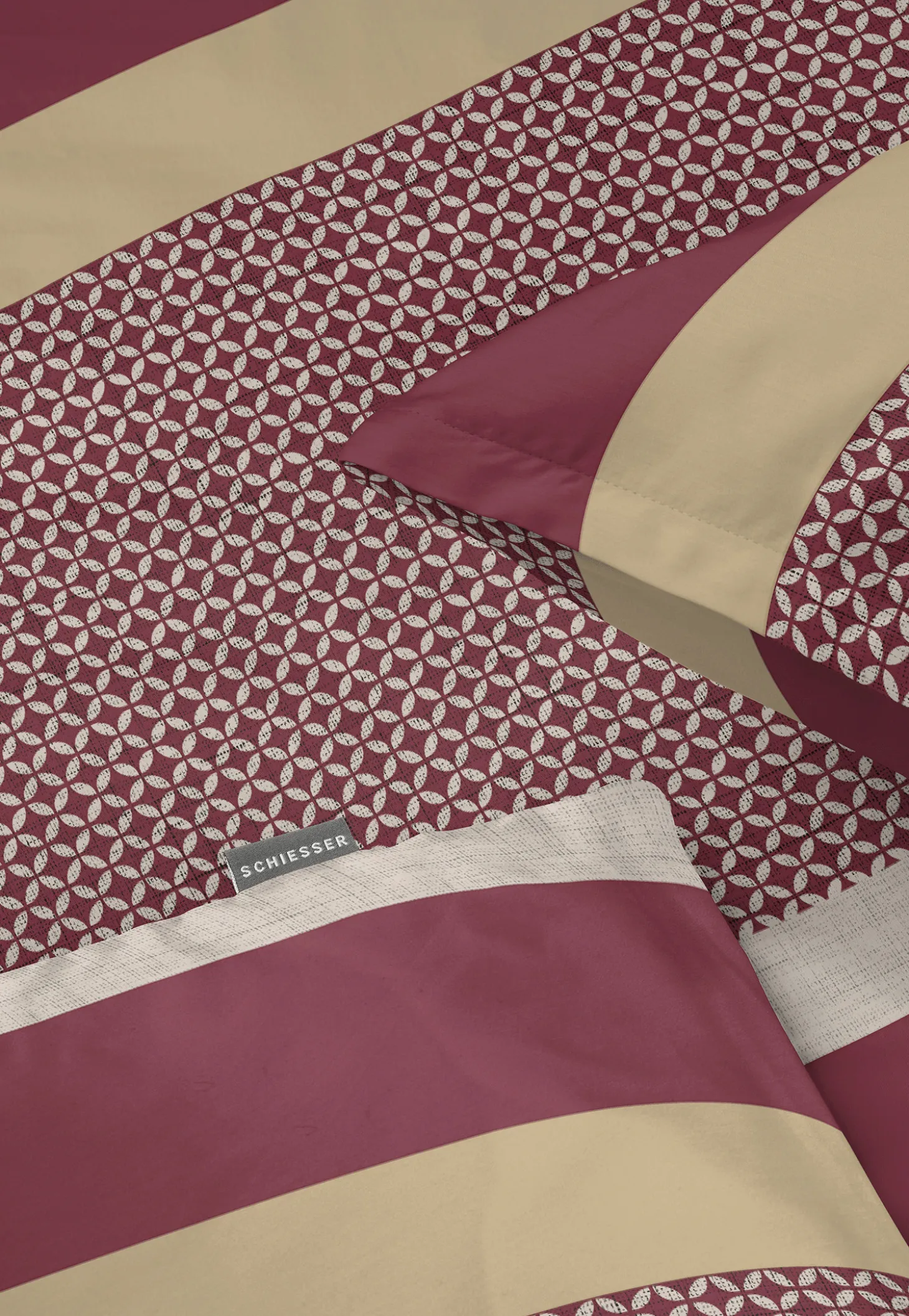 Bettwäsche 2-teilig Satin Streifen bordeaux - SCHIESSER Home