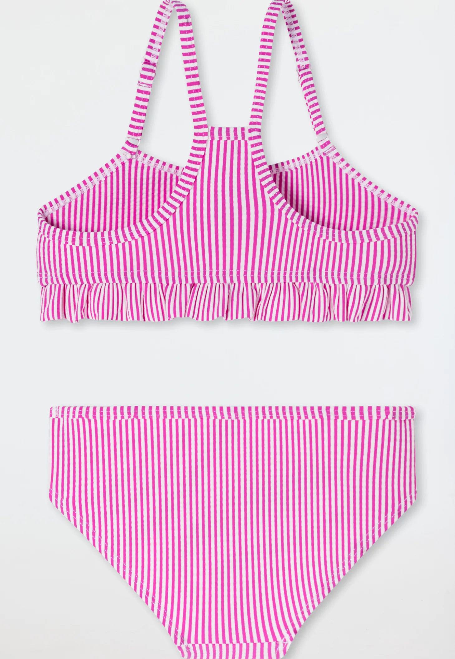 Bikini Set Seersucker Streifen Rüschen fuchsia - Aqua
