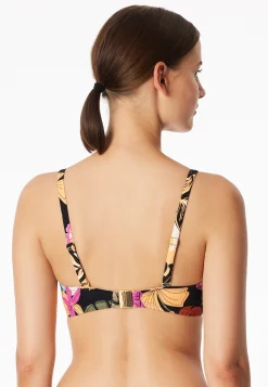 Bikini-Top mit Schale Blumen multicolor - Aqua