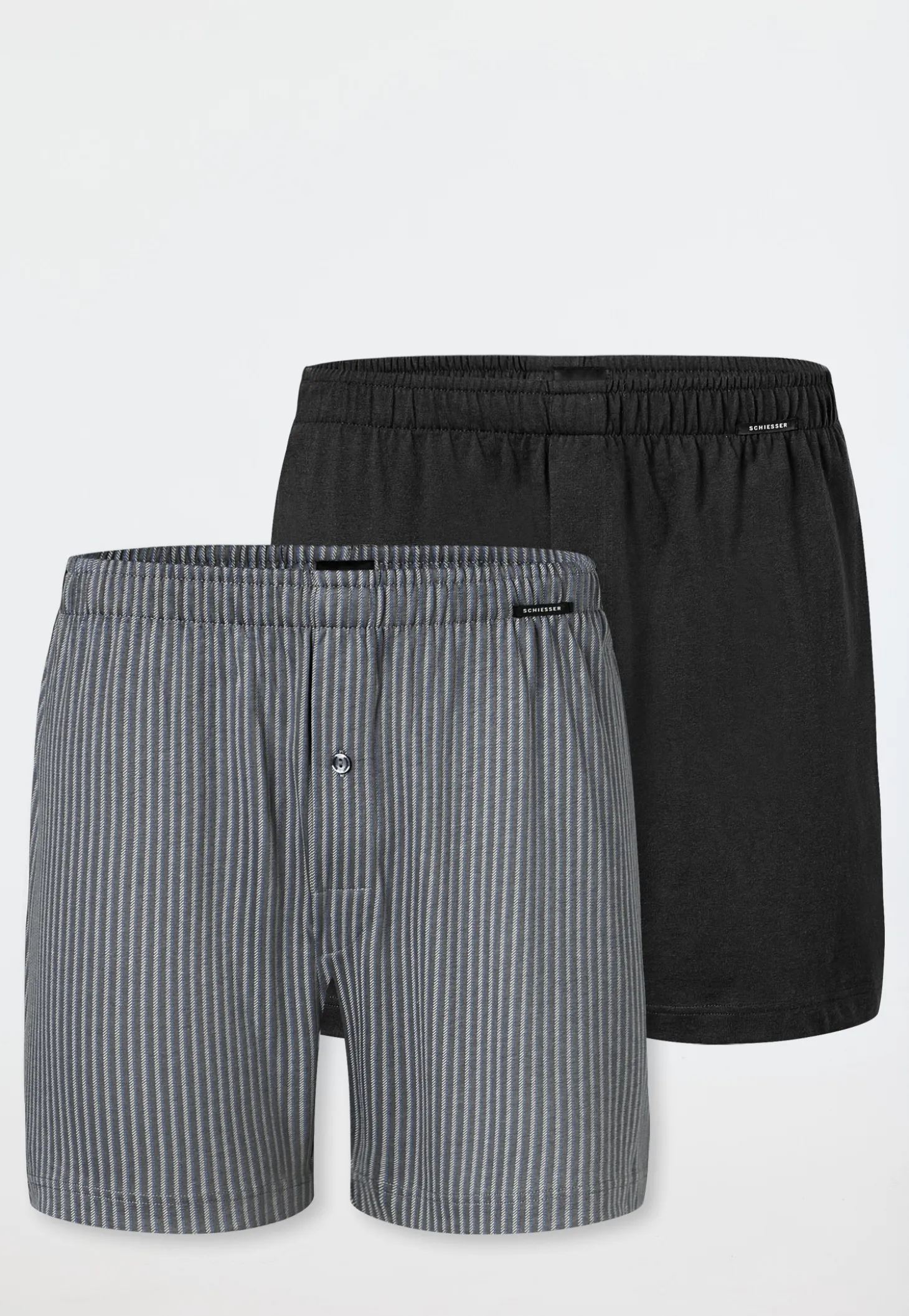 Boxershorts 2er-Pack Jersey uni gemustert - Boxershorts Multipack