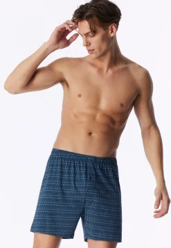 Boxershorts 2er-Pack Jersey uni/ gemustert blau - Boxershorts Multipacks