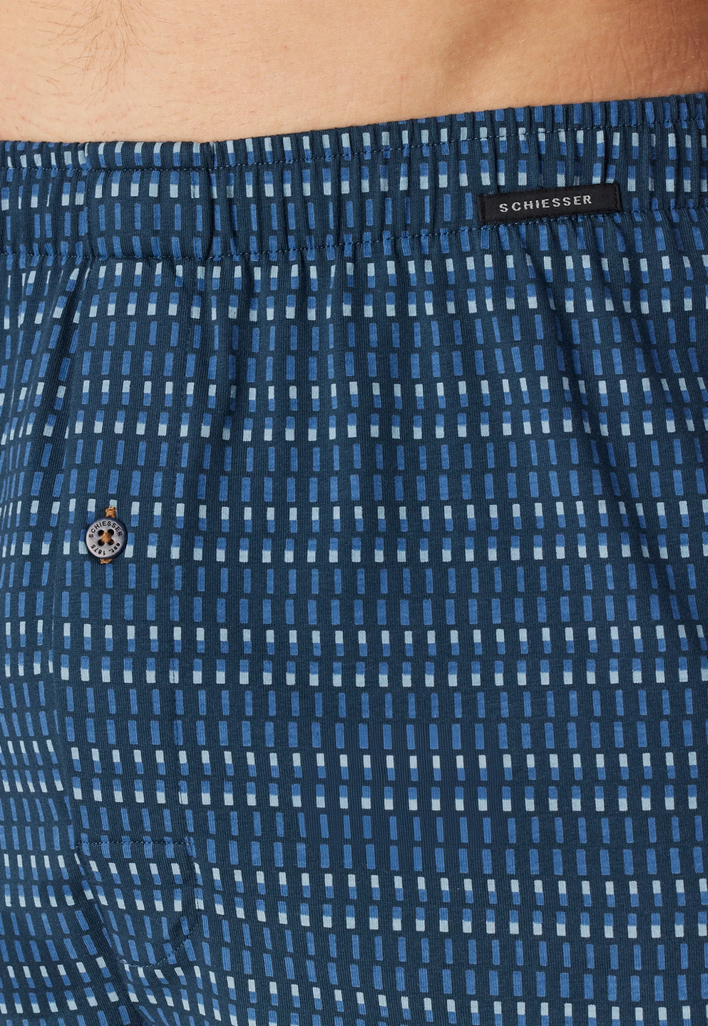 Boxershorts 2er-Pack Jersey uni/ gemustert blau - Boxershorts Multipacks