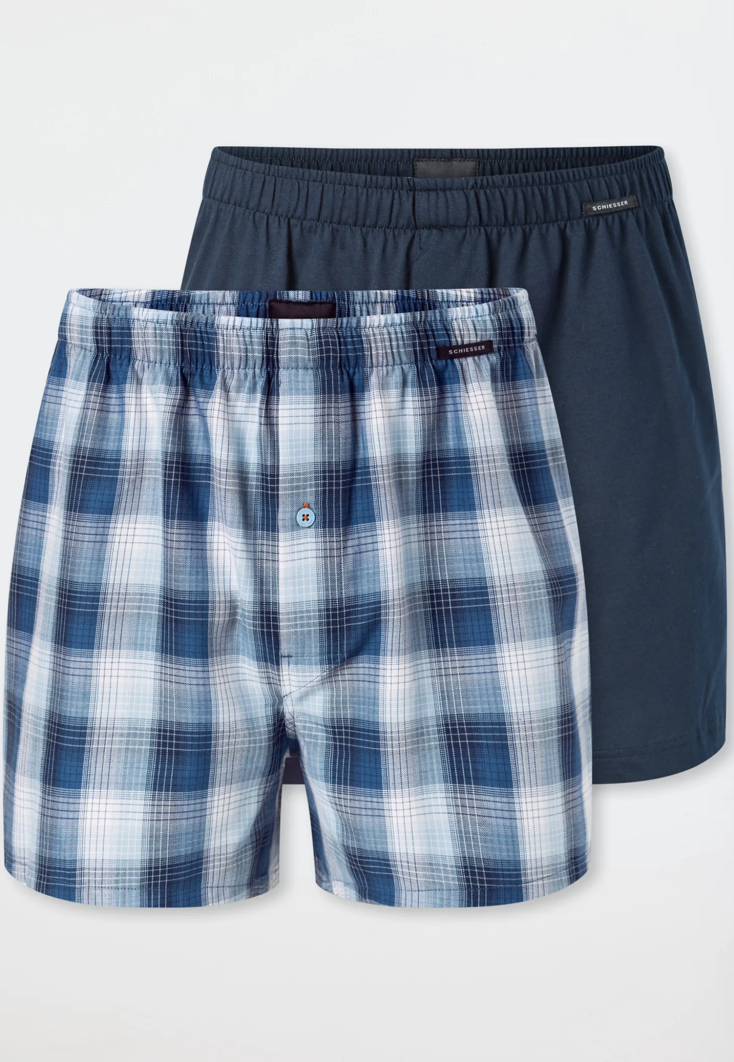 Boxershorts 2er-Pack Webware blau gemustert - Boxershorts Multipack