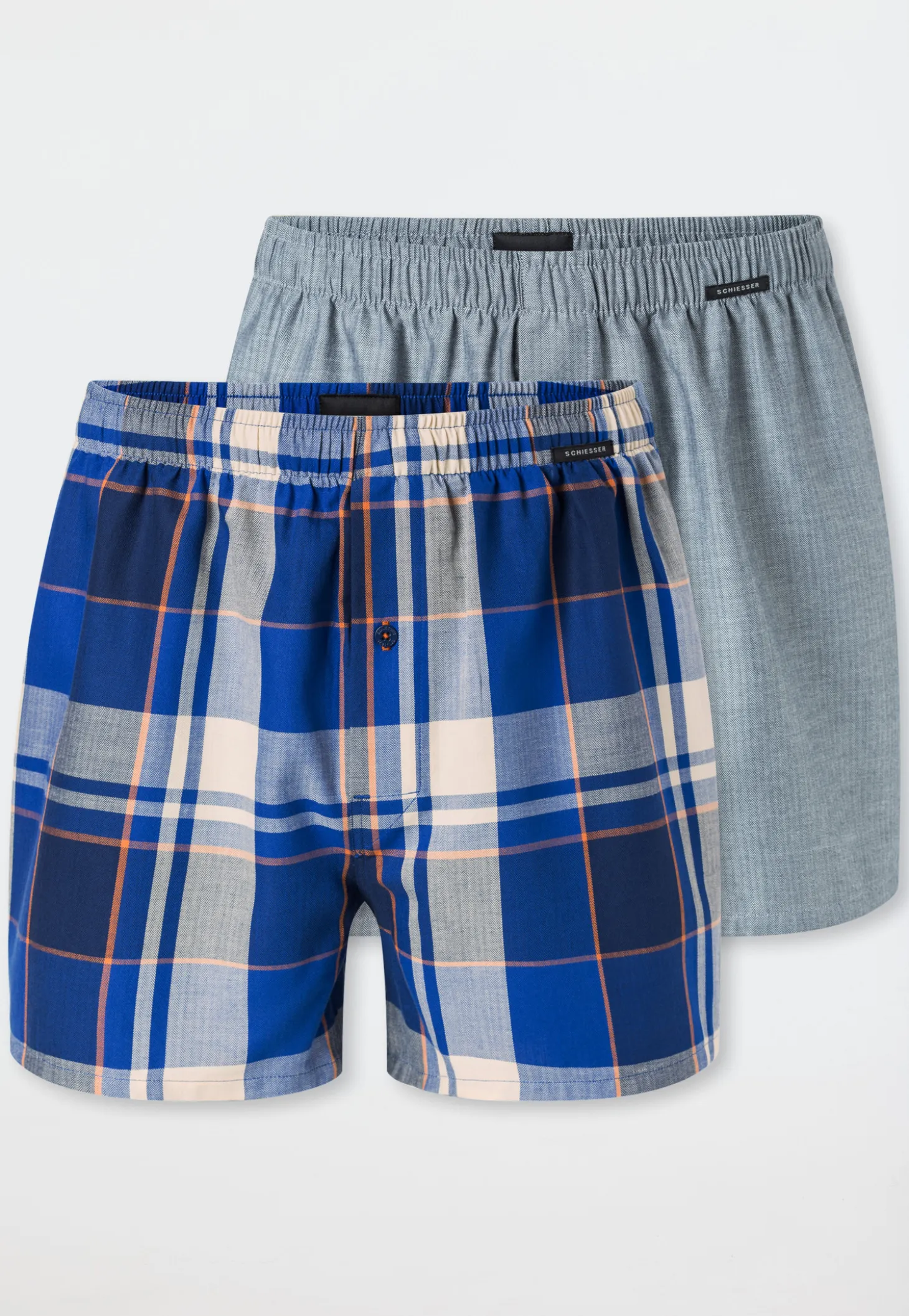 Boxershorts 2er-Pack Webware blau gemustert - Boxershorts Multipack