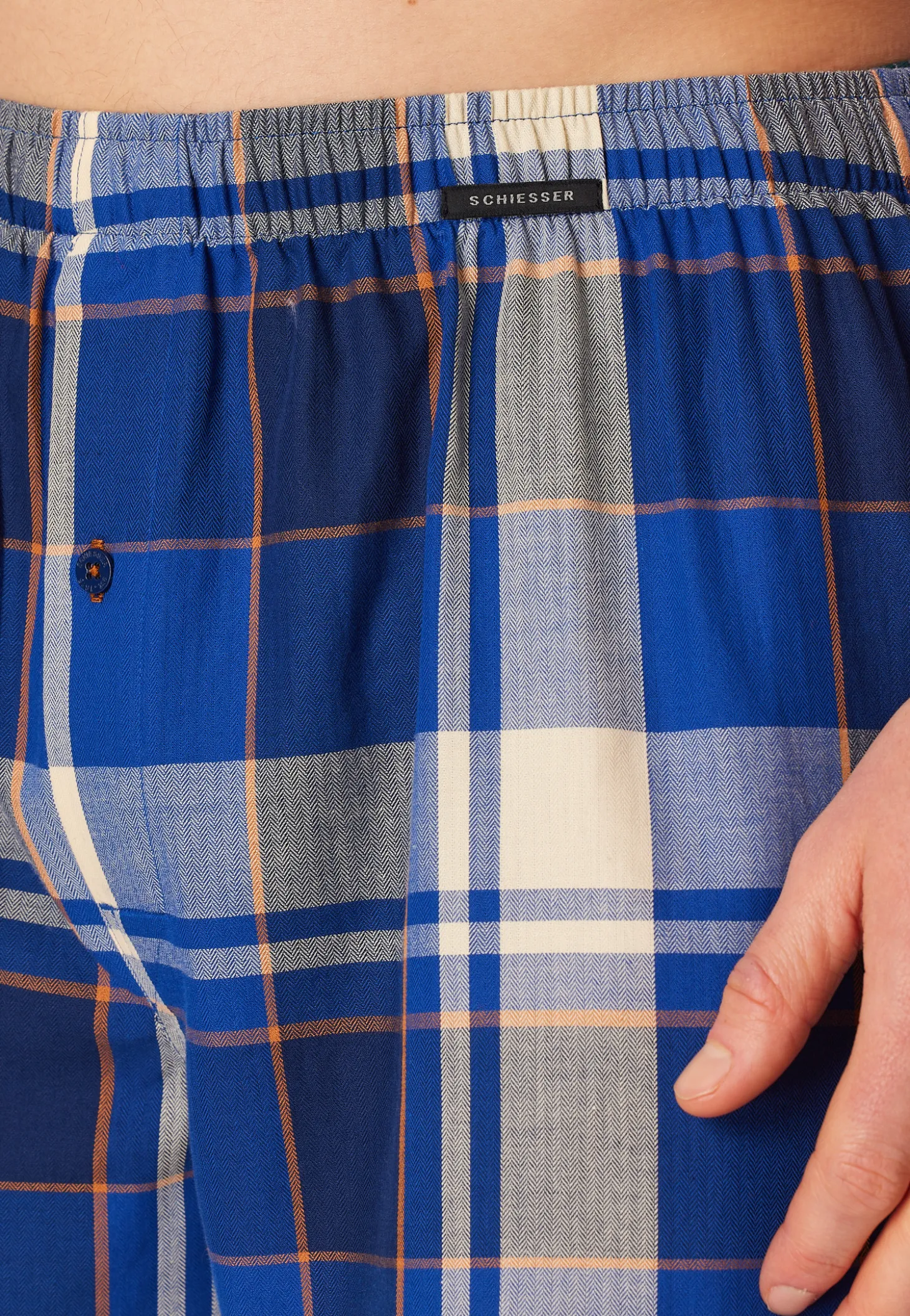 Boxershorts 2er-Pack Webware blau gemustert - Boxershorts Multipack