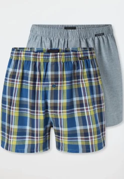 Boxershorts 2er-Pack Webware gemustert - Boxershorts Multipack