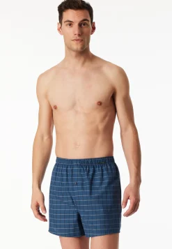 Boxershorts 2er-Pack Webware Karo blau - Boxershorts Multipack