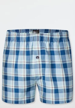 Boxershorts 2er-Pack Webware kariert gemustert blau - Boxershorts Multipacks