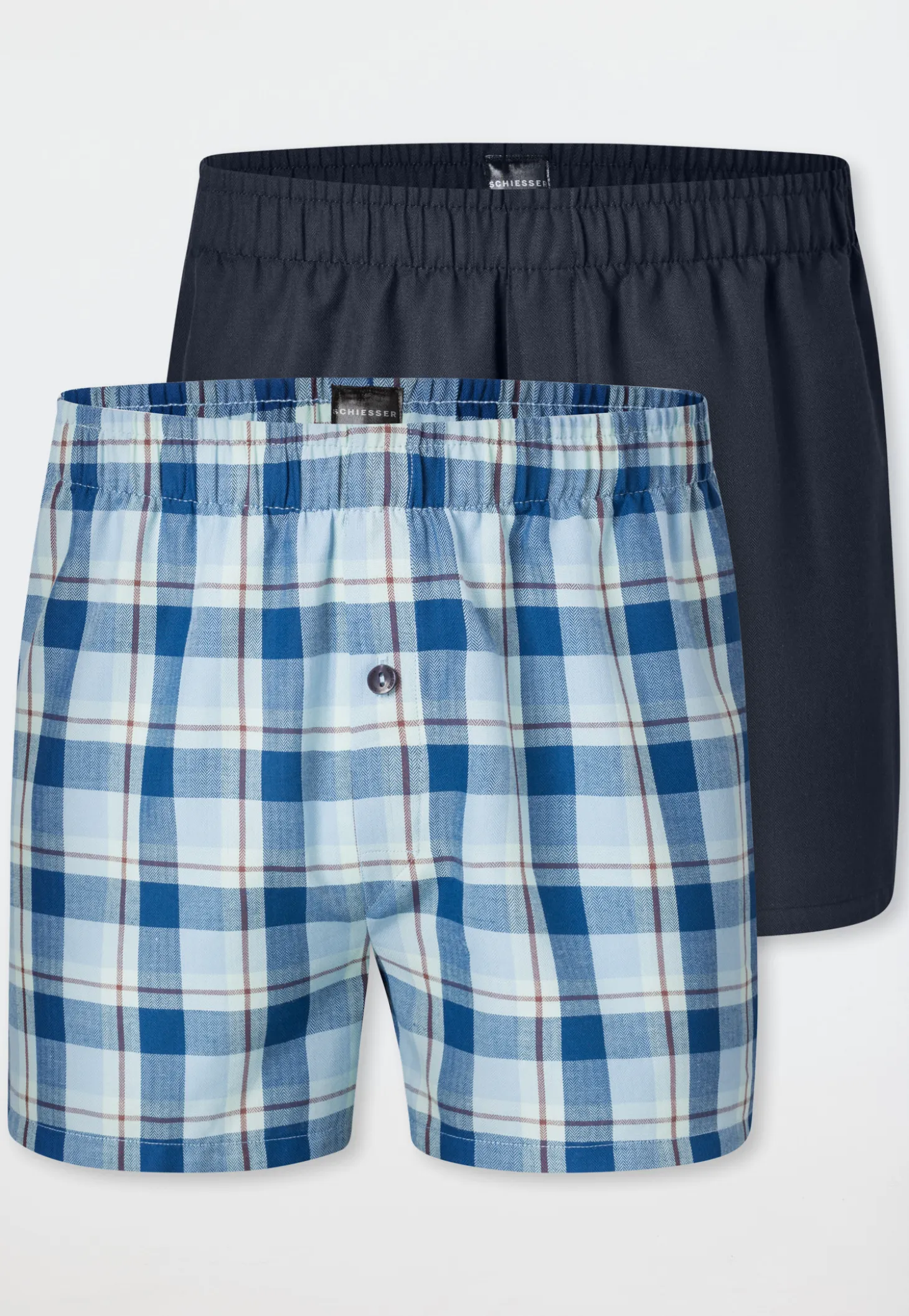 Boxershorts 2er-Pack Webware kariert gemustert blau - Boxershorts Multipacks
