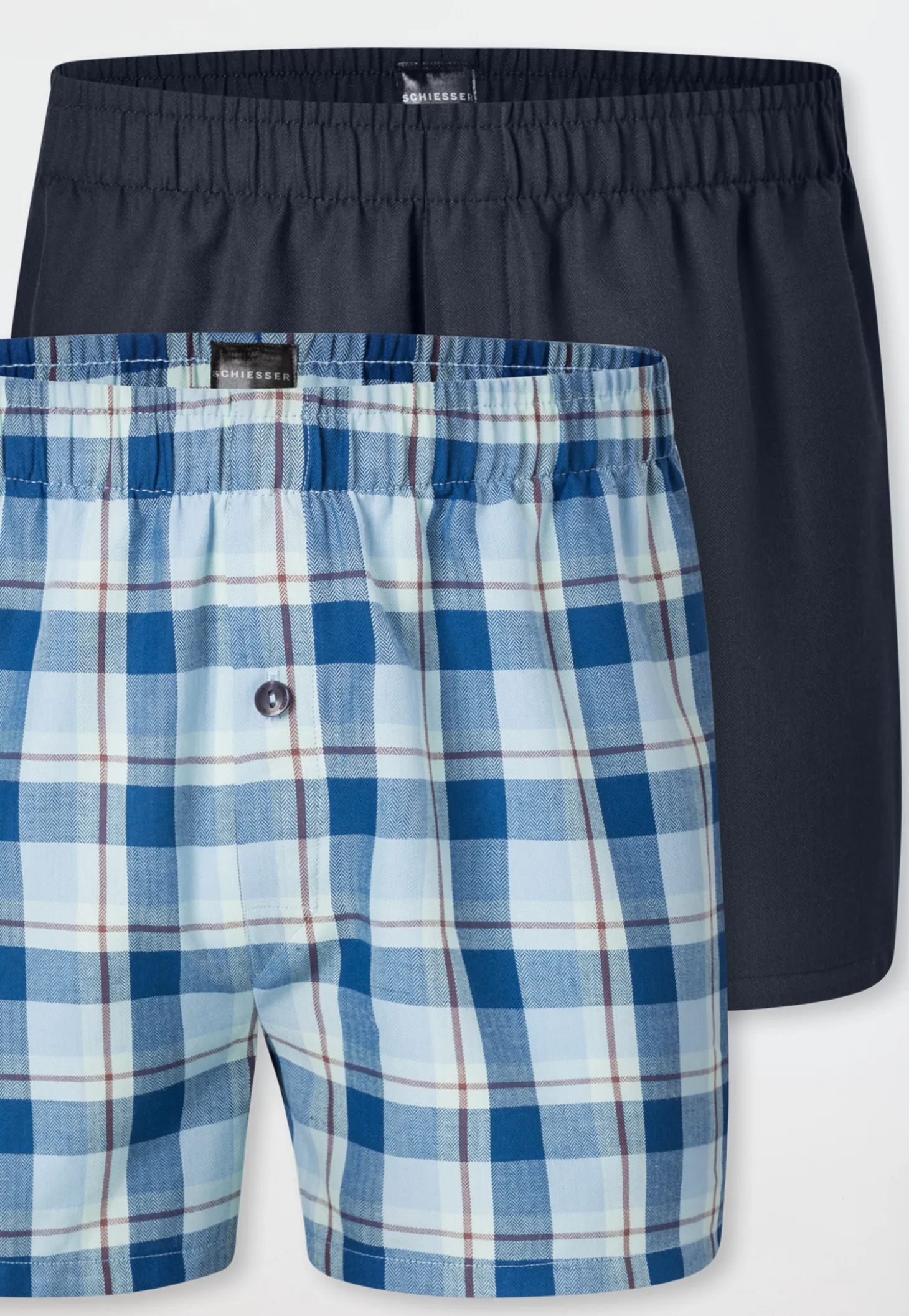 Boxershorts 2er-Pack Webware kariert gemustert blau - Boxershorts Multipacks