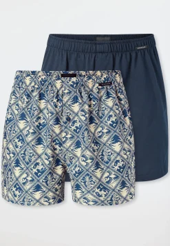 Boxershorts 2er-Pack Webware mehrfarbig gemustert - Boxershorts Multipack