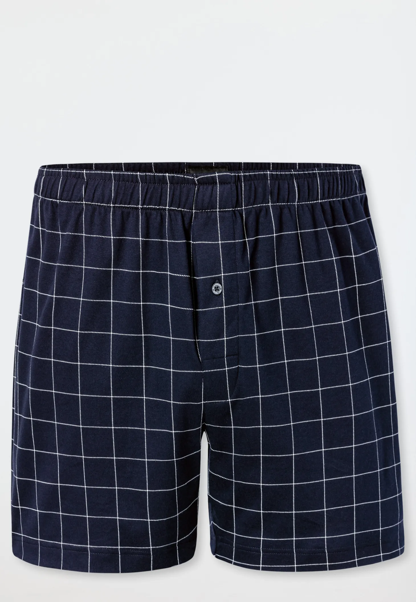 Boxershorts Feininterlock kariert nachtblau- Fine Interlock