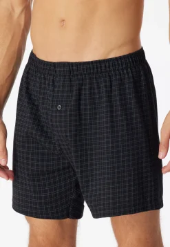 Boxershorts Jersey schwarz kariert - Cotton Casuals